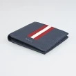 【BALLY】BALLY Ribbon銀箔字LOGO荔枝紋牛皮直條設計8卡對折短夾(男款/午夜藍)