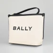 【BALLY】BALLY黑字LOGO帆布拉鍊手拿包(米x黑)