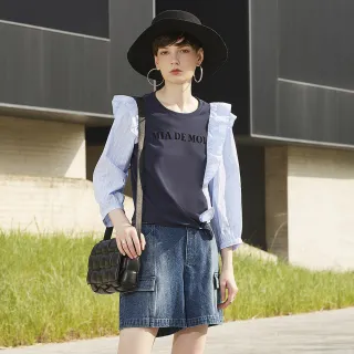 【mia mia】腰頭剪接牛仔短褲