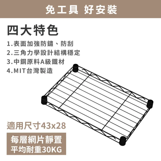 【KIWISH】鐵架MIT輕型43X28X90cm三層架(廚房收納架/廚房架/角落架/層架/置物架/鐵架)