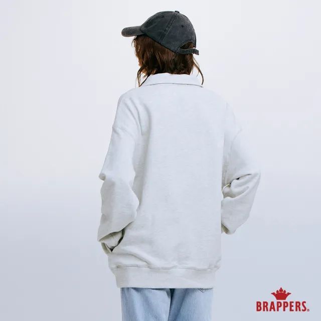 【BRAPPERS】女款 半拉鍊翻領長袖T(花灰)