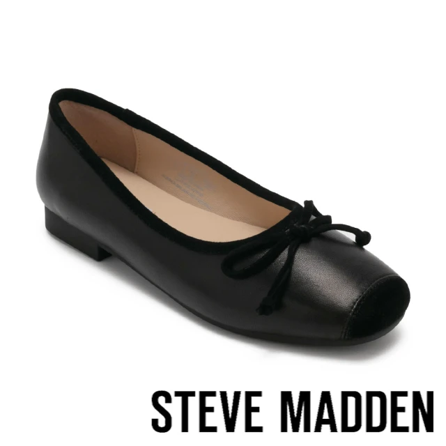 steve madden TWGRACE 蝴蝶結芭蕾平底娃娃鞋(黑色)