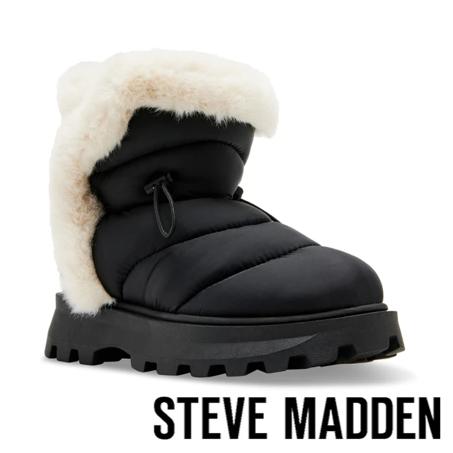 steve madden FROSTEE 保暖毛毛束口雪靴(黑色)