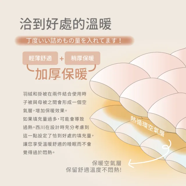 【京都西川】西川Nishikawa日本JIS70D羽絨和掛被-雙人180X210cm(雙人羽絨被/子母被/冬被)