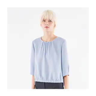 【Diffa】精緻泡泡面感下襬彈性織帶設計上衣-女