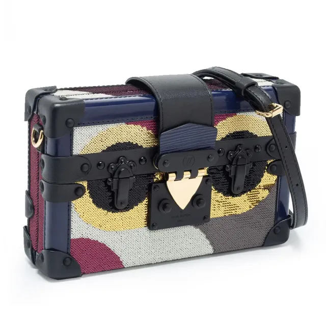 【Louis Vuitton 路易威登】M42120 經典絕版限量款Petite Malle夜鶯亮片斜揹/手拿包(全新展示品-午夜藍)