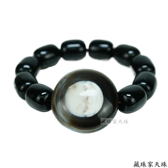 【藏珠家】精品35mm鈣化天眼+鼓珠天珠手鍊