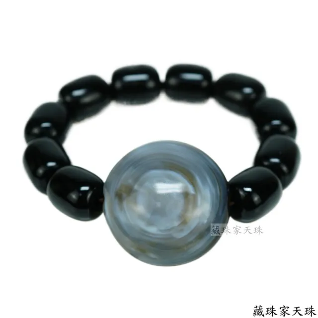 【藏珠家】精品35mm鈣化天眼+鼓珠天珠手鍊