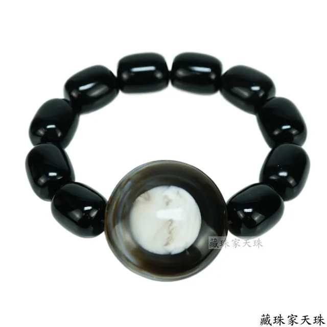 【藏珠家】精品35mm鈣化天眼+鼓珠天珠手鍊
