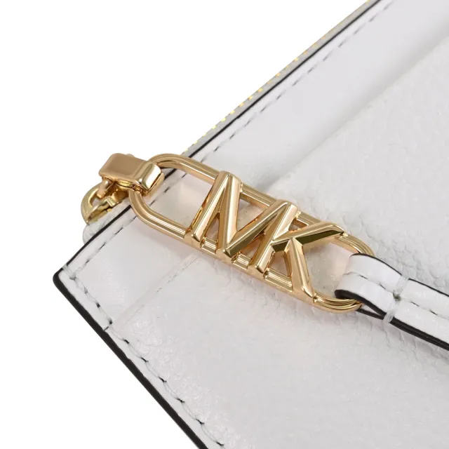 【Michael Kors】簡約金屬LOGO皮革信用卡證件名片零錢包(白)