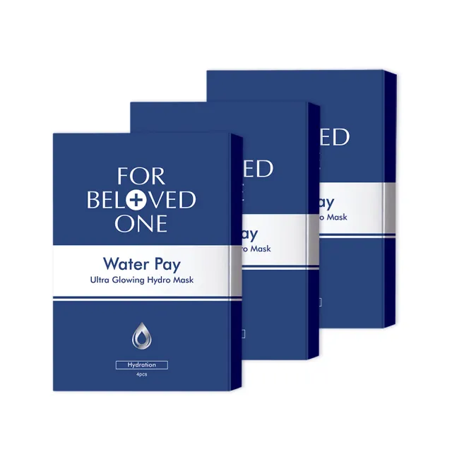 【For Beloved One 寵愛之名】Water Pay 水能亮微酵保濕大光圈面膜 3盒 共12片(二裂酵母/日本雲絲膜)
