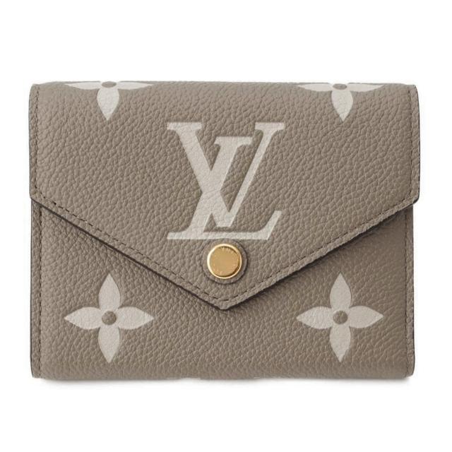 LV LOUIS VUITTON路易威登 M81861 Victorine 系列 Empreinte 雙色牛皮三折暗釦短夾