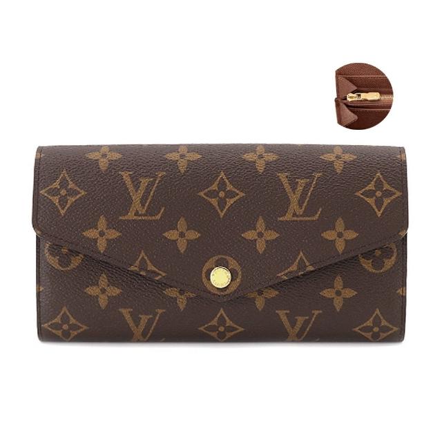 【Louis Vuitton 路易威登】M60531 經典Monogram帆布Sarah信封式翻蓋錢包長夾(棕色)