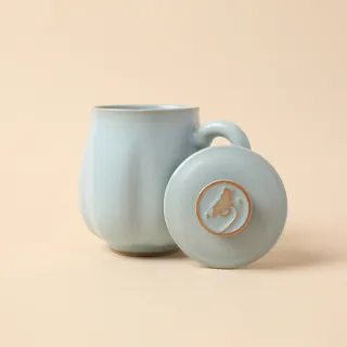 【LohasPottery 陸寶】汝窯仙石蓋杯-汝窯天青色(經典汝窯 東方藝術 詮釋低調的奢華)