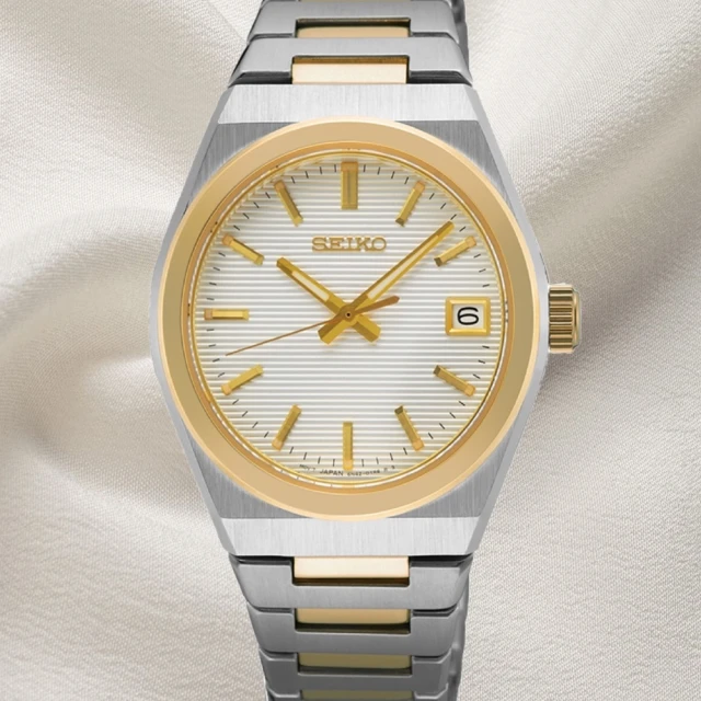 SEIKO 精工 CS系列 簡約時尚 橫條紋手錶 -34mm(SUR578P1/6N42-00N0KS)