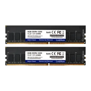 【LinkMore】DDR4 3200 16GB(8GBx2桌上型記憶體 2入組/PC專用)