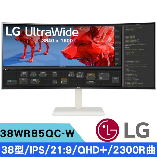 LG 樂金 38WR85QC-W 38型 21:9 3840 x 1600 IPS 2300R曲面多工作業螢幕(雙訊源輸入 PBP＆子母畫面 PIP)