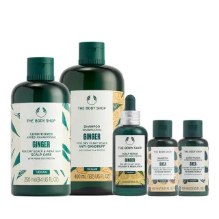 【THE BODY SHOP 美體小舖】經典薑根金三角組(洗髮精400ML+護髮乳250ML+頭皮精華50ML)