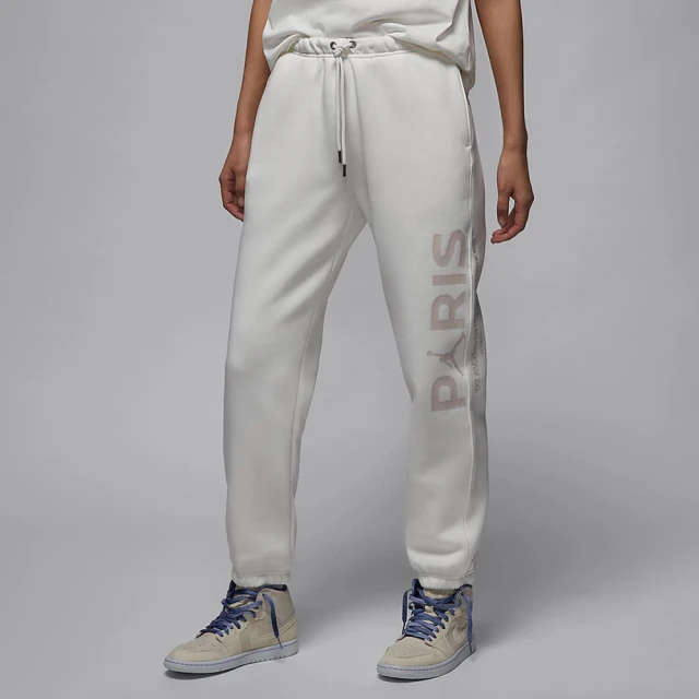 NIKE 耐吉 運動長褲 休閒 足球 寬鬆版 女 AS W J PSG BRKLN FLC GFX PANT 米白(FV7765133)