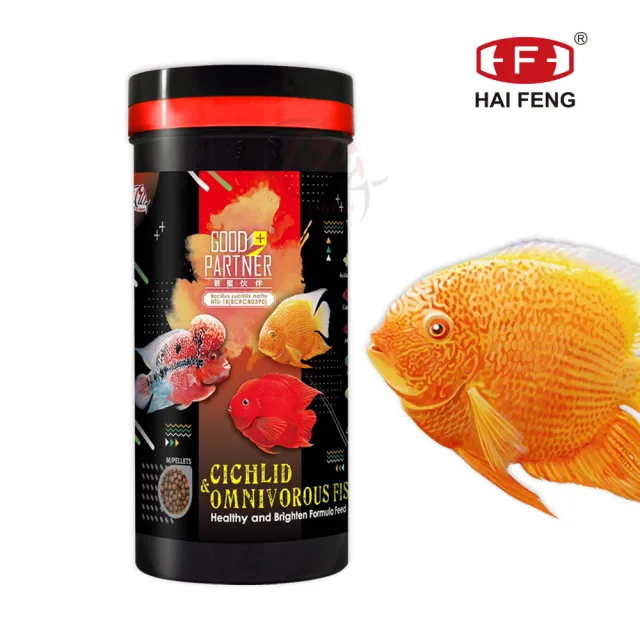 【海豐飼料】親蜜伙伴GP+慈鯛健康藍藻配合飼料 中粒480g(專為血鸚鵡 花羅漢等慈鯛科設計)