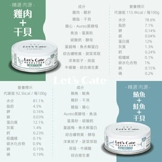 【Let’s cate 凱勒】黑酵母主食保健營養貓罐80gx24罐(貓罐/主食罐/無膠罐/全齡貓/保健罐/免疫力維持)