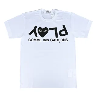 【川久保玲】Comme Des Garcons Play 川久保玲黑字LOGO純棉短袖T恤(白/男款)