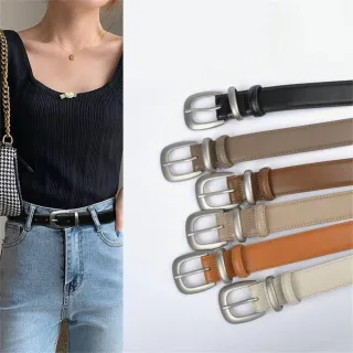【MoonDy】腰帶 褲帶 女皮帶 精品皮帶 棕色腰帶 銀扣腰帶 真皮皮帶 西裝皮帶 牛皮帶 老錢 