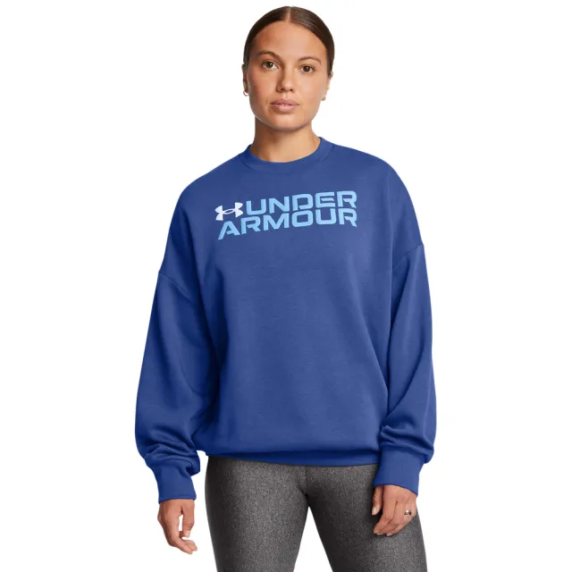 【UNDER ARMOUR】UA 女 Rival Fleece WdmkOS 長袖大學T_1386513-432(藍色)