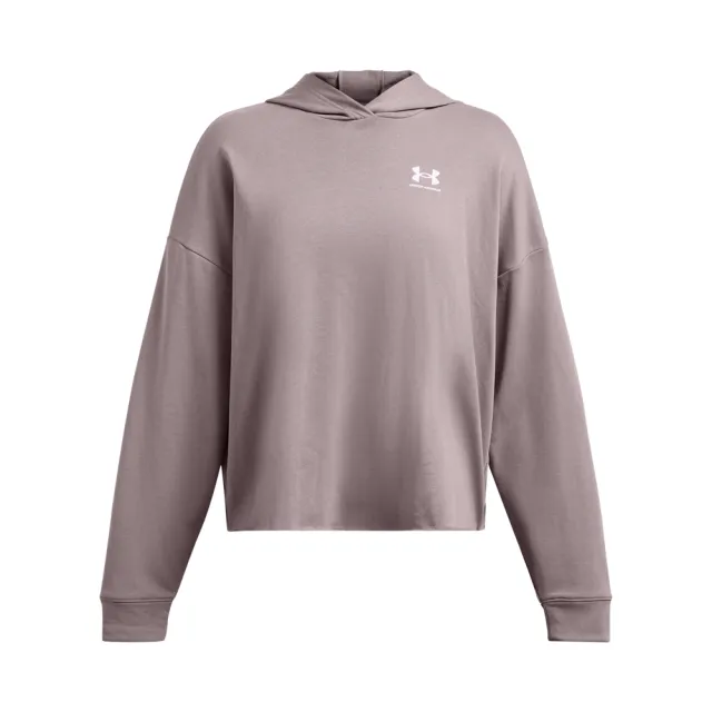 【UNDER ARMOUR】UA 女 Rival Terry OS 長袖帽T_1382736-015(灰藕色)