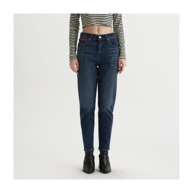 【LEVIS】女款 高腰修身窄管牛仔長褲/深藍染水洗/義大利Candiani頂級赤耳/及踝款/天絲棉 熱賣單品