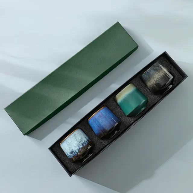 【渥思】日式禪風窯變茶杯禮盒組(品茗杯.茶器.功夫茶具.入厝送禮.復古茶具)