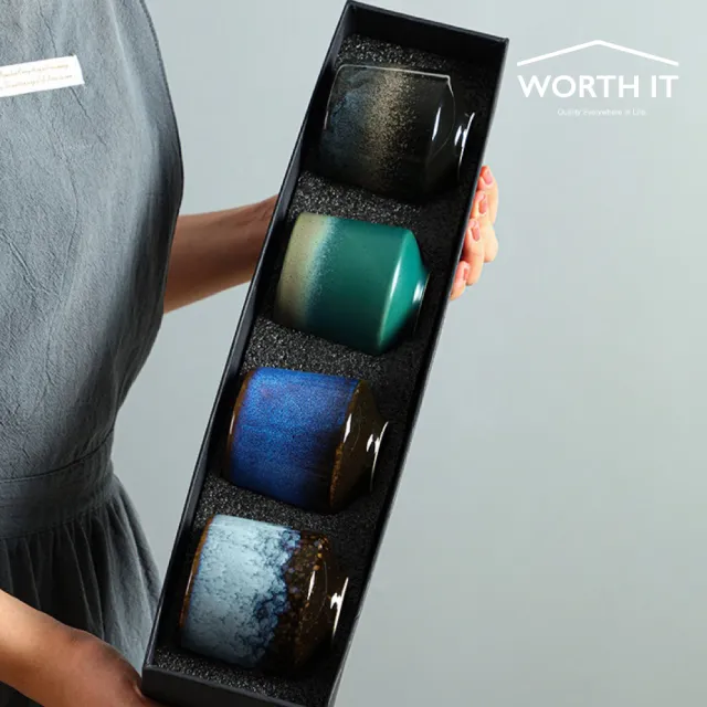 【渥思】日式禪風窯變茶杯禮盒組(品茗杯.茶器.功夫茶具.入厝送禮.復古茶具)