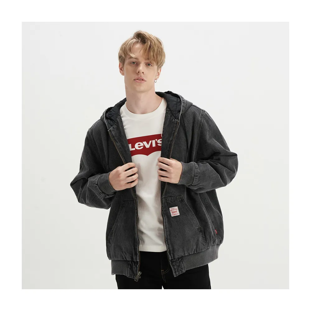 【LEVIS 官方旗艦】男女同款 連帽鋪棉Workwear外套 熱賣單品 A3222-0001