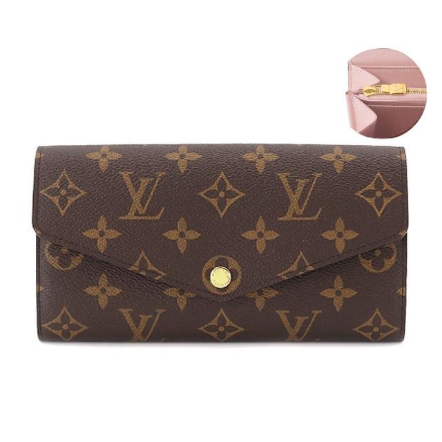 這款 LV LOUIS VUITTON 路易威登 M62235 經典 SARAH 系列 Monogram 帆布印花暗釦長夾，以優雅的粉紅色系為主調，外層為高質感帆布，內層採用牛皮材質，提供20個內部夾層與1個內袋，適合日常攜帶與收藏。商品來自西班牙製造，為歐洲真品，附原廠防塵袋與包裝盒，是女性時尚配飾的完美選擇。