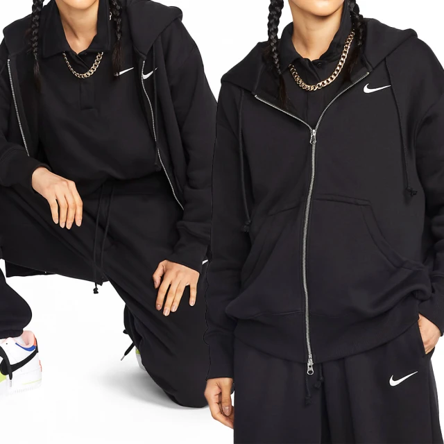 NIKE 耐吉 PHNX FLC FZ OS Hoodie 女款 黑色 拉鍊 保暖 寬鬆 連帽 外套 DQ5759-010