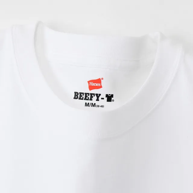 【Hanes】官方直營-BEEFY-T系列 口袋長袖T恤內衣 經典設計款(白色)