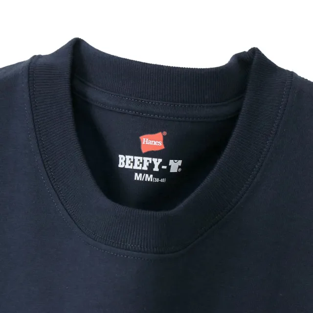 【Hanes】官方直營-BEEFY-T系列 口袋長袖T恤內衣 經典設計款(深藍色)