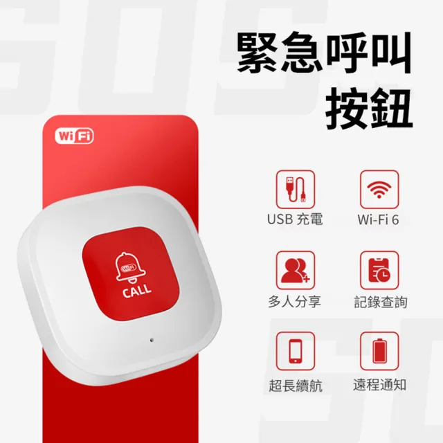 【Nil】WiFi無線緊急呼叫按鈕 老人遠程看護求救通知 隨身便攜按鈕器