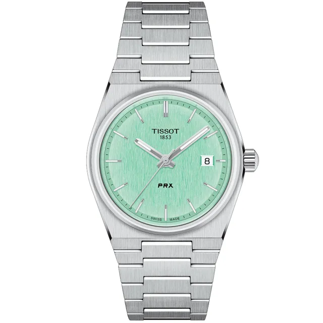 【TISSOT 天梭】PRX系列 復古風酒桶型淑女石英錶-35mm 雙11 送禮(T1372101109100)