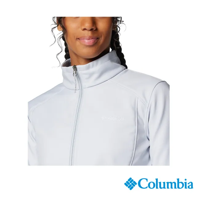 【Columbia 哥倫比亞】女款-防潑立領軟殼外套-灰藍(UWR16840GL/IF)