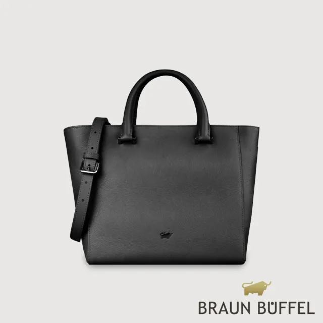 【BRAUN BUFFEL 德國小金牛】依雅娜 大托特包-黑色(BF853-56-BK) 女包送禮推薦