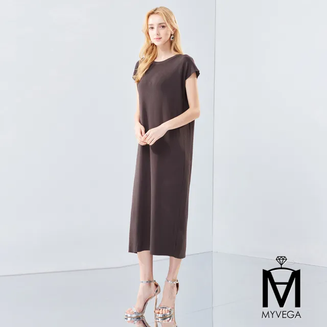 【MYVEGA 麥雪爾】出清品 MA素面寬鬆針織連身長洋裝-二款任選(女洋裝/針織/連身洋裝)