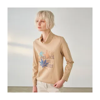 【Diffa】楓葉印花高領抽繩設計針織衫-女