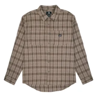 【CONVERSE】BUTTON DOWN WARM SHIRT 長袖襯衫 男 卡其色(10027089-A06)
