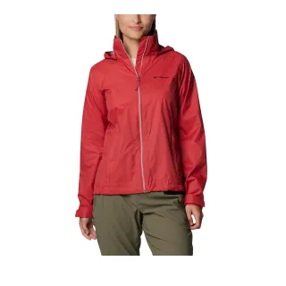 【Columbia 哥倫比亞】女款-防潑水連帽風衣-深紅色(UWL57760CV/IF)