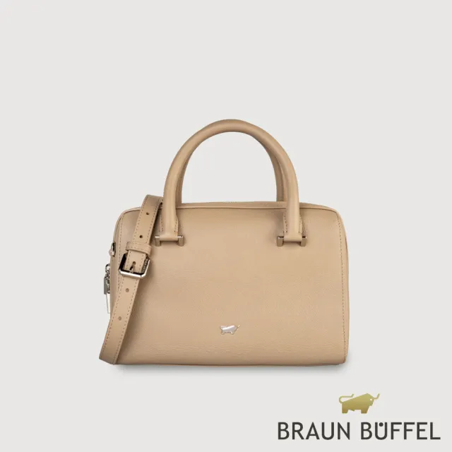 【BRAUN BUFFEL 德國小金牛】依雅娜 小波士頓包-奶茶棕(BF853-35-SVM) 女包送禮推薦