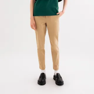 【Arnold Palmer 雨傘】女裝-簡約後鬆緊素色斜紋長褲(卡其色)