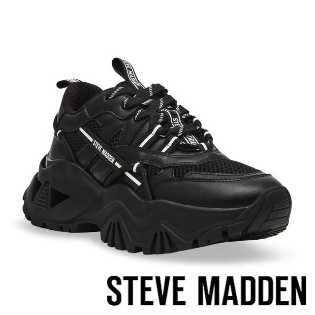 steve madden FATALE 拼接網面休閒老爹鞋(黑色)