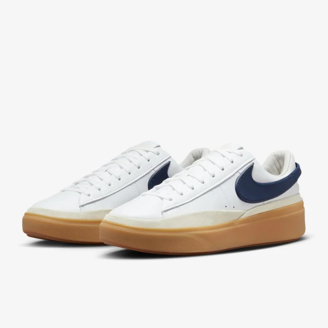 NIKE 耐吉 運動鞋 休閒鞋 男鞋 BLAZER PHANTOM LOW 白 深藍 厚底 增高 膠底(HF3119102)