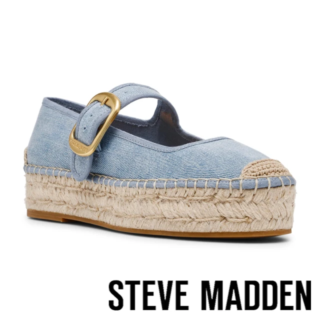 steve madden CAYMEN 草編厚底休閒瑪麗珍鞋(藍色)